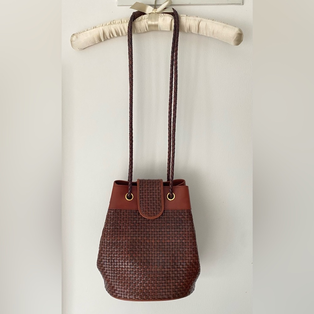 Cole Haan woven Italian leather bucket bag